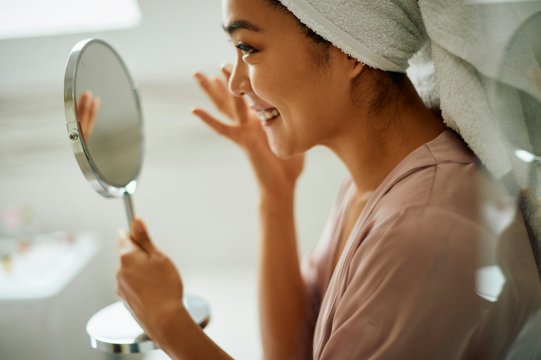 a woman doing her skincare