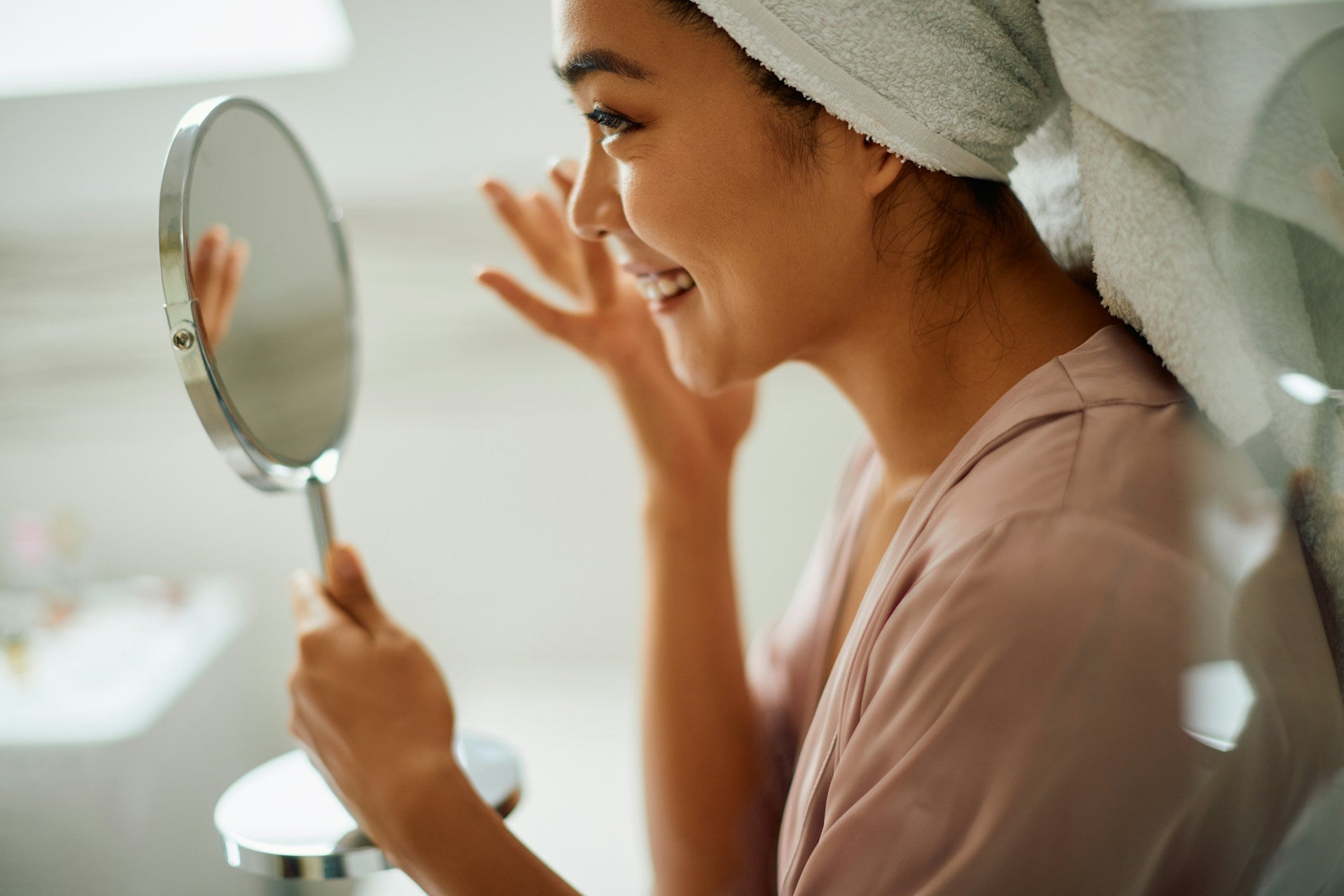 a woman doing her skincare